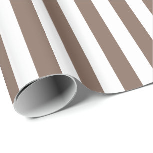 Papel De Presente Taupe Brown/White Stripe