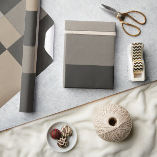Papel De Presente Taupe Moderno e Geométrico em Carvão