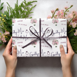 Papel De Presente Tchau Senhorita Olá Senhora Chá de Noiva Floral