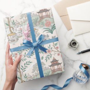 Papel De Presente Tea Chinoiserie French Toile Du Jouy Pattern