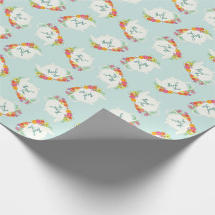 Papel De Presente Tea Party - Chá de fraldas Teapot - Obrigado
