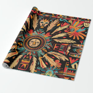 Papel De Presente Teal "Aztec Dream" Matte Gift Wrap