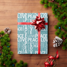 Papel De Presente Teal Blue Peace Love