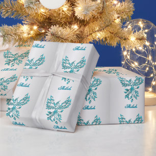 Papel De Presente Teal Blue Phoenix com o nome do Silver Personal