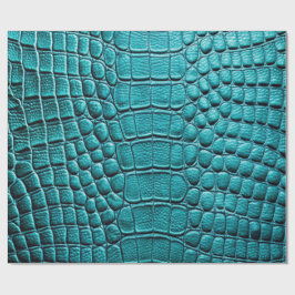 Papel De Presente Teal Crocodilo Alligator Skin Faux Leather Impress