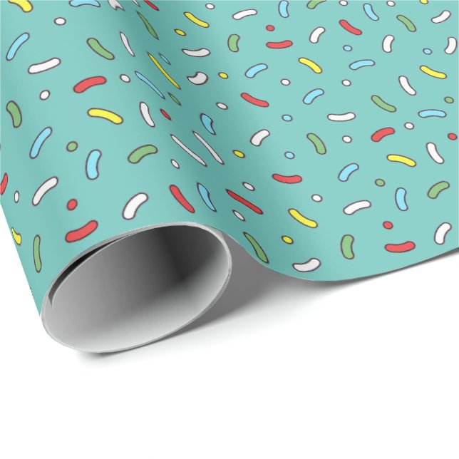 Papel De Presente Teal de Sprinkles de Cartoon Doces (Ponta do rolo)