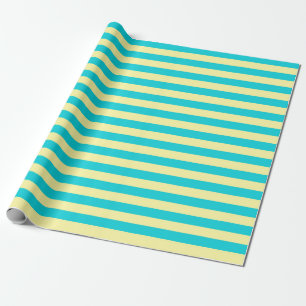 Papel De Presente Teal e Estrias Amarelas Claras