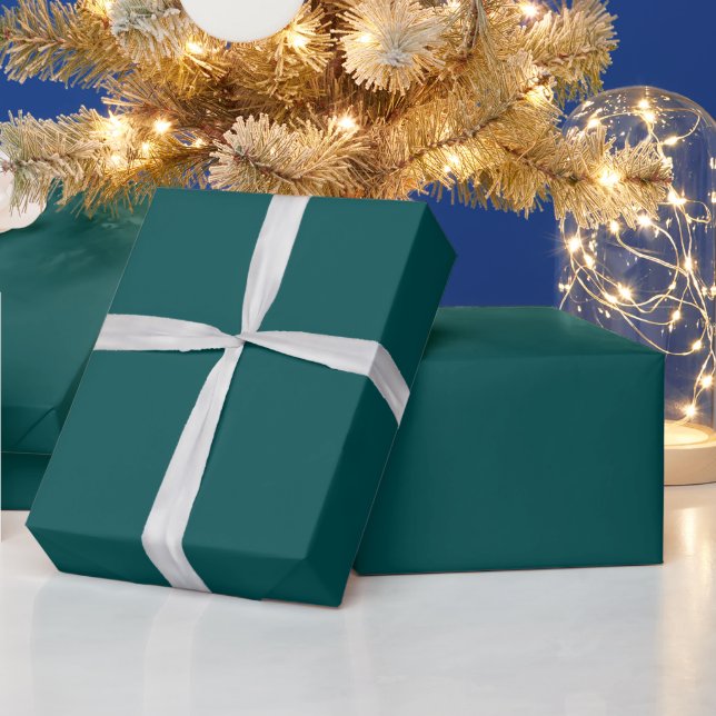 Papel De Presente Teal Escuro Cor Sólida (Feriados)