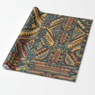 Papel De Presente Teal Luxuoso "Elegância Geométrica Séculos-Velha"