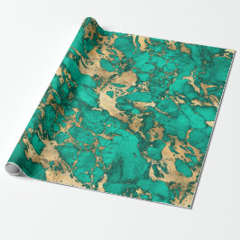 Papel De Presente Teal moderno e Dourado padrão mármore
