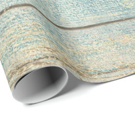 Papel De Presente Teal Ocean Beach Champaing Wood Rustic