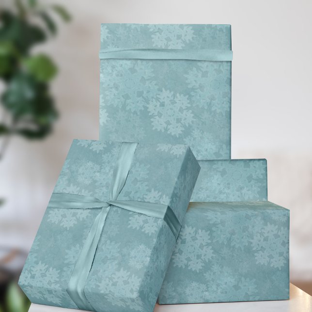 Papel De Presente Teal Snowflake Padrão Natal Feriado de inverno (A pretty teal green snowflake pattern gift wrap perfect for you)