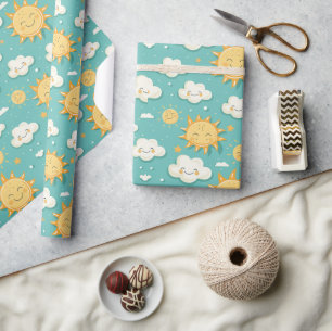 Papel De Presente Teal Sunny Day