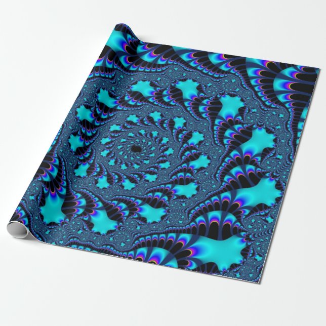 Papel De Presente Teal Whirlpool Spiral (Desenrolado)