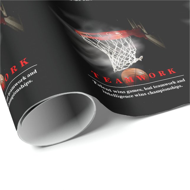 Papel De Presente Teamwork Basketball Motivational Inspirational (Ponta do rolo)