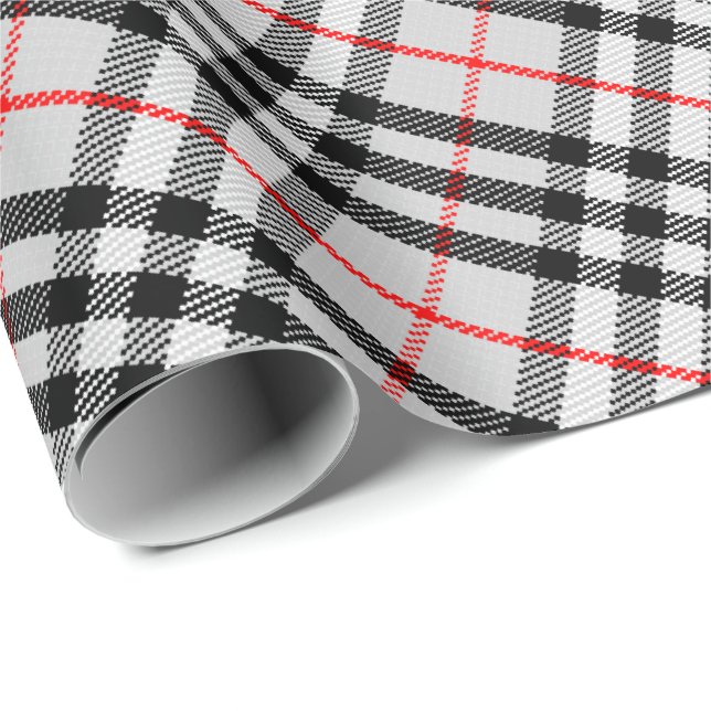 Papel De Presente Tecido Checkered clássico vermelho branco preto do (Ponta do rolo)