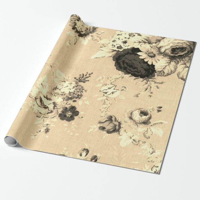 Papel De Presente Tecido De Banho Floral Dourado Amarelo N.O 5 (Desenrolado)