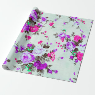 Papel De Presente Tecido floral vítreo, Fragmento do retrato colorid