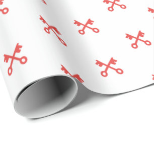 Papel De Presente Teclas brancas vermelhas em fundo branco