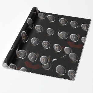 Papel De Presente Teclas de Máquina de Escrever Antiga