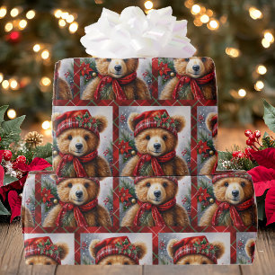 Papel De Presente Teddy Bears on Christmas Xadrez Roll of