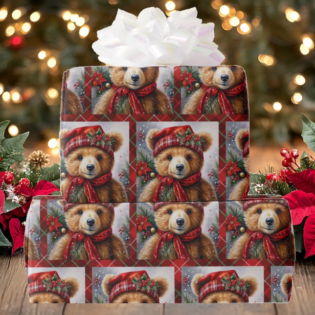Papel De Presente Teddy Bears on Christmas Xadrez Roll of (Criador carregado)