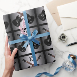 Papel De Presente Teen Boys Electric Guitar Black Birthday Wrap