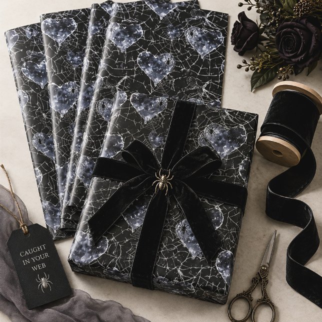 Papel De Presente Teia de Aranha Coração Gótico (Criador carregado)
