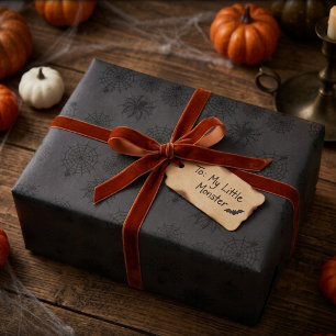 Papel De Presente Teia de Aranha Preta Carvão Halloween
