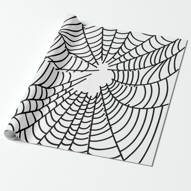 Papel De Presente Teia de Aranha Preta e Branca (Desenrolado)