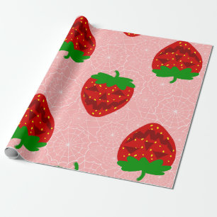 Papel De Presente teia rosada rockabilly roxa de morango halloween