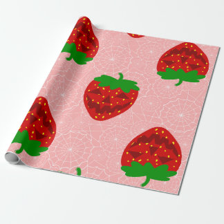 Papel De Presente teia rosada rockabilly roxa de morango halloween
