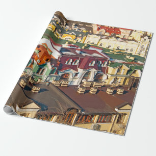 Papel De Presente Telhados coloridos no inverno em Kiev, Ucrevariega