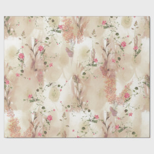 Papel De Presente Tema Botânico Elegante de Tonalidade Neutra do ou