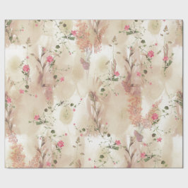 Papel De Presente Tema Botânico Elegante de Tonalidade Neutra do out