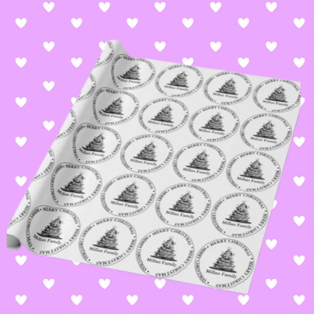 Papel De Presente Tema da Árvore de Natal da Família (Wrap your gifts with love using our Family Christmas theme wrapping paper)