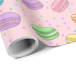 Papel De Presente Tema da Comida francesa rosa bonito Macaron Cake P
