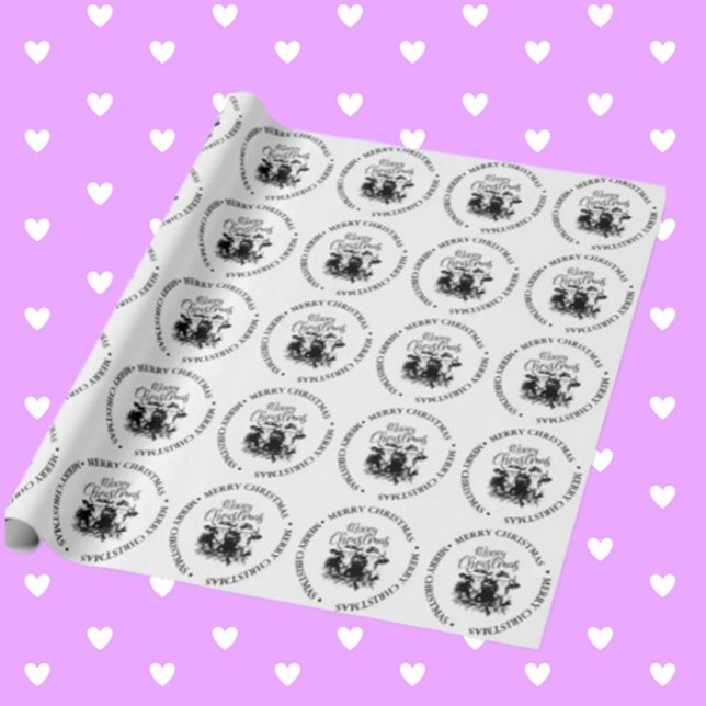Papel De Presente Tema da Vaca do País Feliz de Natal (Wrap your gifts with love using Merry Christmas Country Cow theme wrapping paper.)