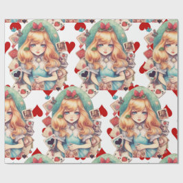 Papel De Presente Tema de Alice e Corações
