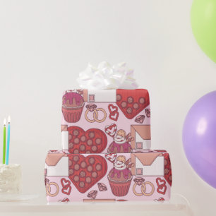 Papel De Presente Tema de Amor Coração Vermelho Elegante Presente do