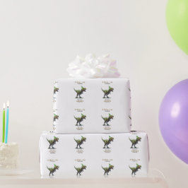 Papel De Presente Tema de Aniversário de Dinossauro Três Rex Dino Me