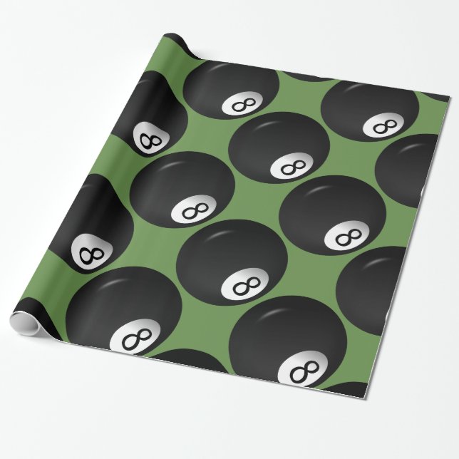 Papel De Presente Tema de Bilhar Bola Oito (Desenrolado)