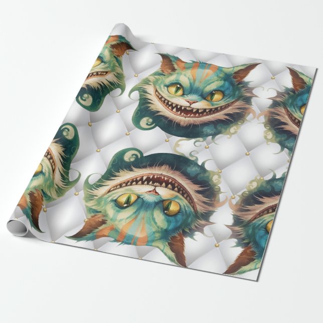 Papel De Presente Tema De Casamento De Gato Alice No País Das Maravi (Desenrolado)