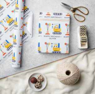Papel De Presente Tema de Construção Fofa para Festa de Aniversário