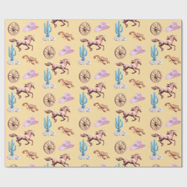 Papel De Presente Tema de Cowgirl Western de Algodão Doce Arte de Fe