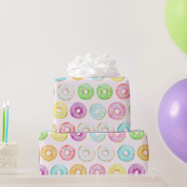 Papel De Presente Tema de Donut Colorido Moderno Fofo