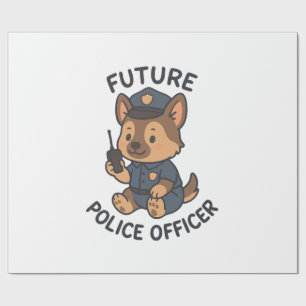 Papel De Presente Tema de Futuro Oficial de Polícia Cachorro Fofo