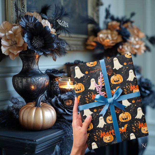 Papel De Presente Tema de Halloween personalizado para crianças (Criador carregado)