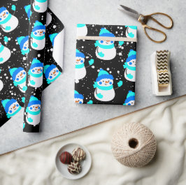 Papel De Presente Tema de Natal "Bleu Snowman"