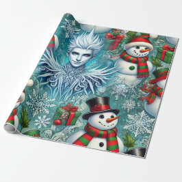 Papel De Presente tema de natal jack frost e snowman